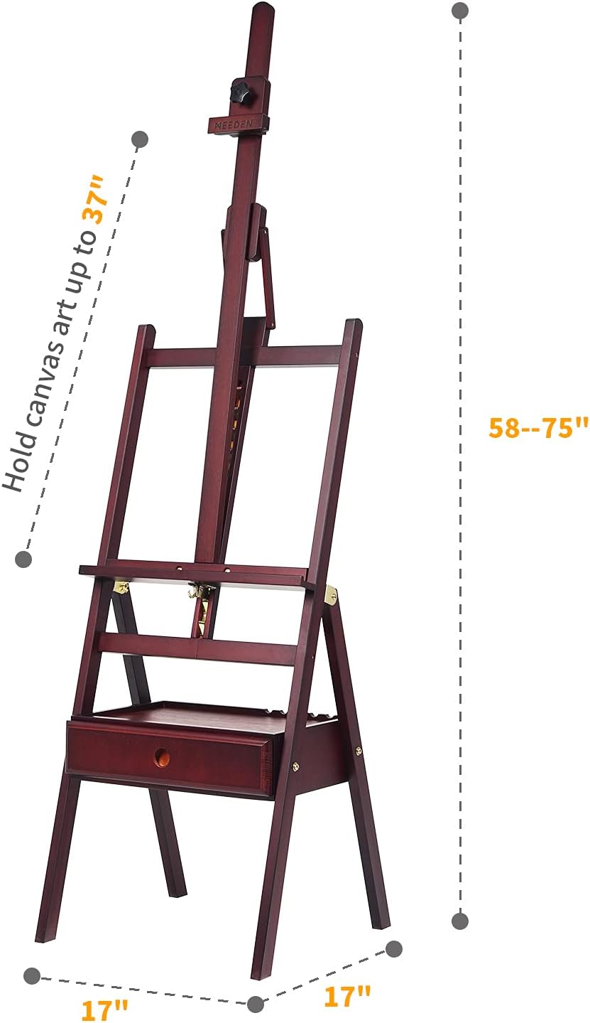 MEEDEN Studio H-Frame Easel with Storage Drawer Adjustable