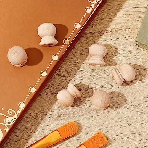 Pinkunn 30 Pcs Wood Finials for Drawer Knobs and Crafts