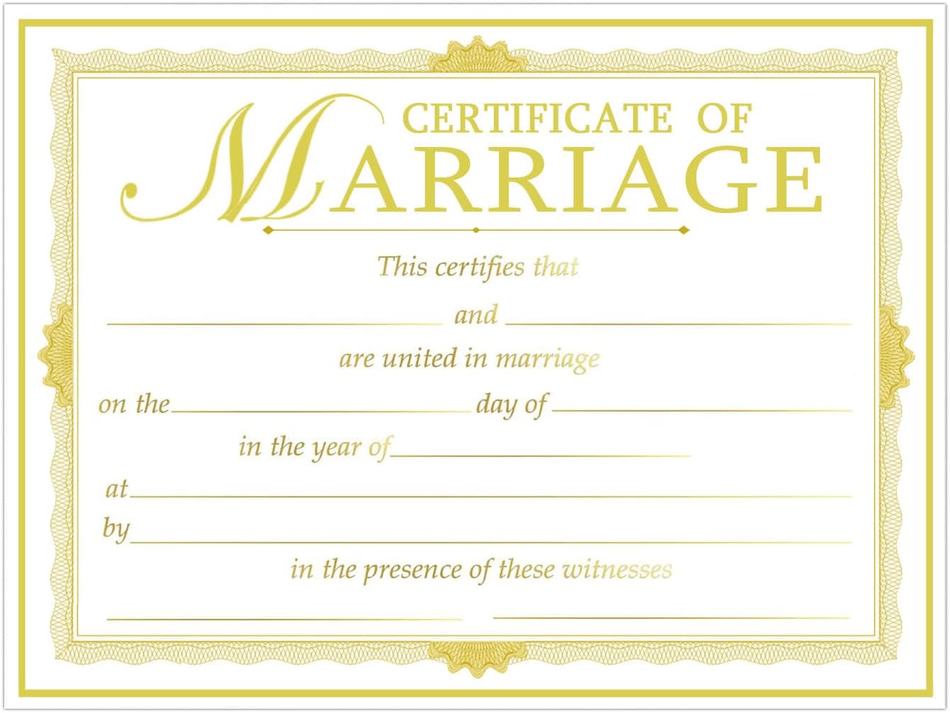 Gold Foil Edge Wedding Certificates 11x85 Inches 24 Pcs