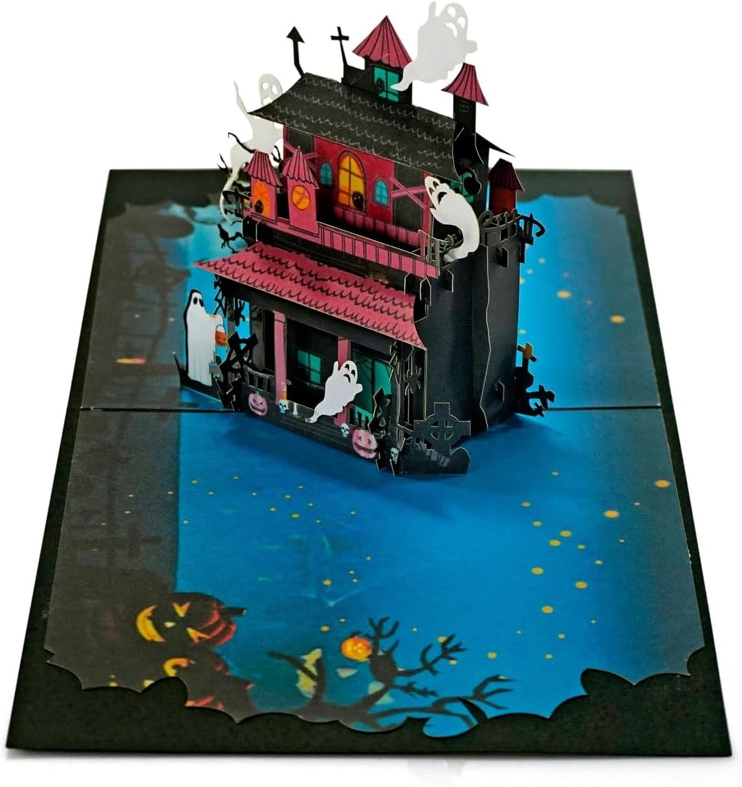 Haunted Mansion 3D Pop-Up Halloween Card 6x6 Inch Spooky Design