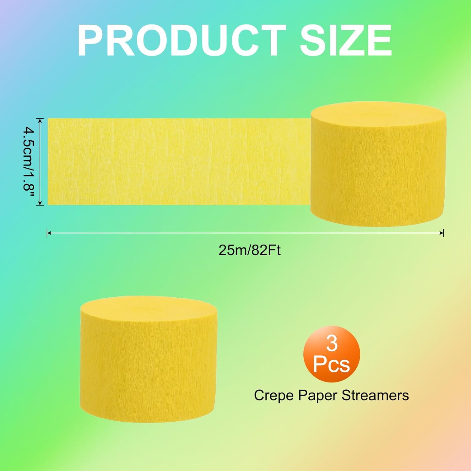 PATIKIL Yellow Crepe Paper Streamers 3 Rolls