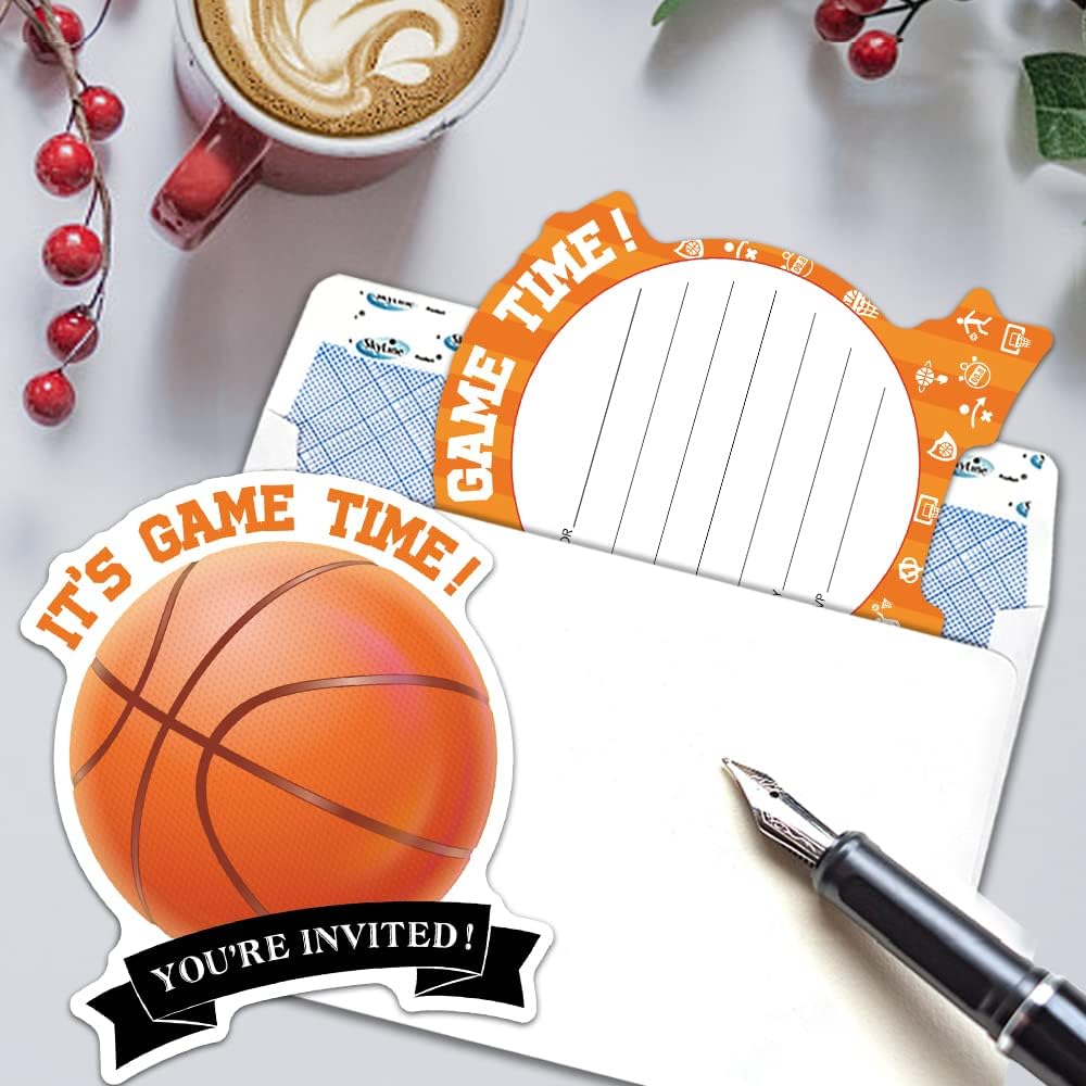 RZHV 15 Pack Basketball Shaped Greeting Cards With Envelopes