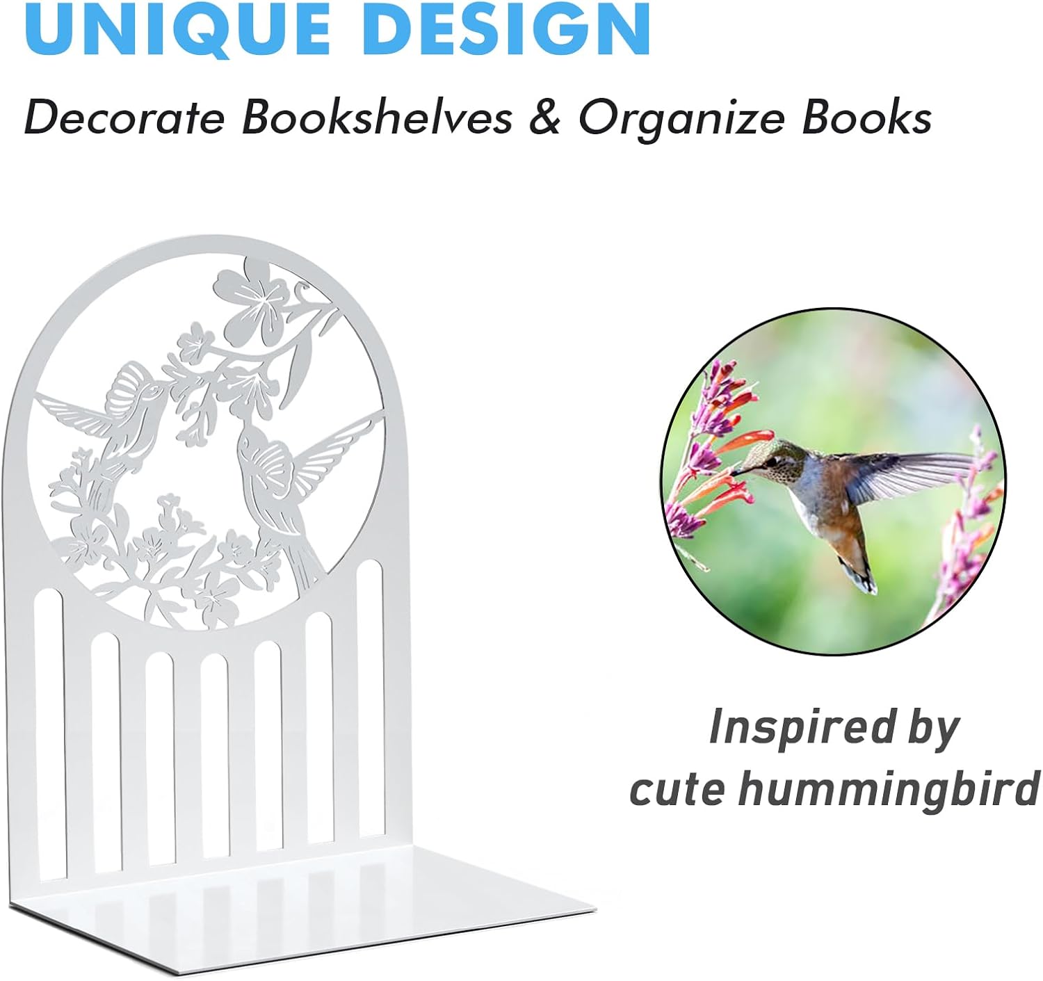 Hummingbird Book Ends Metal Bookend for Shelves Decor