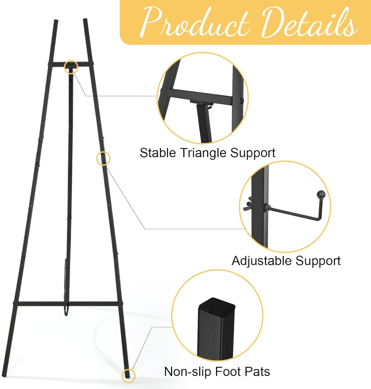 1 Pcs Black 50 Inch Adjustable Easel Stand