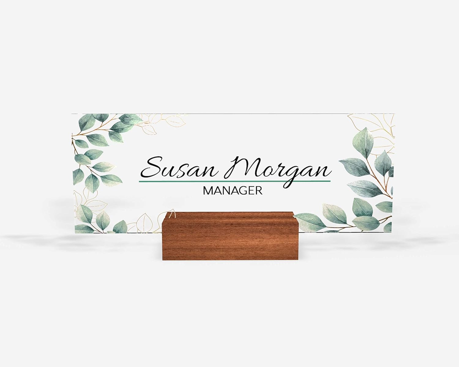 Personalized Name Plate with Flower Design 8x3