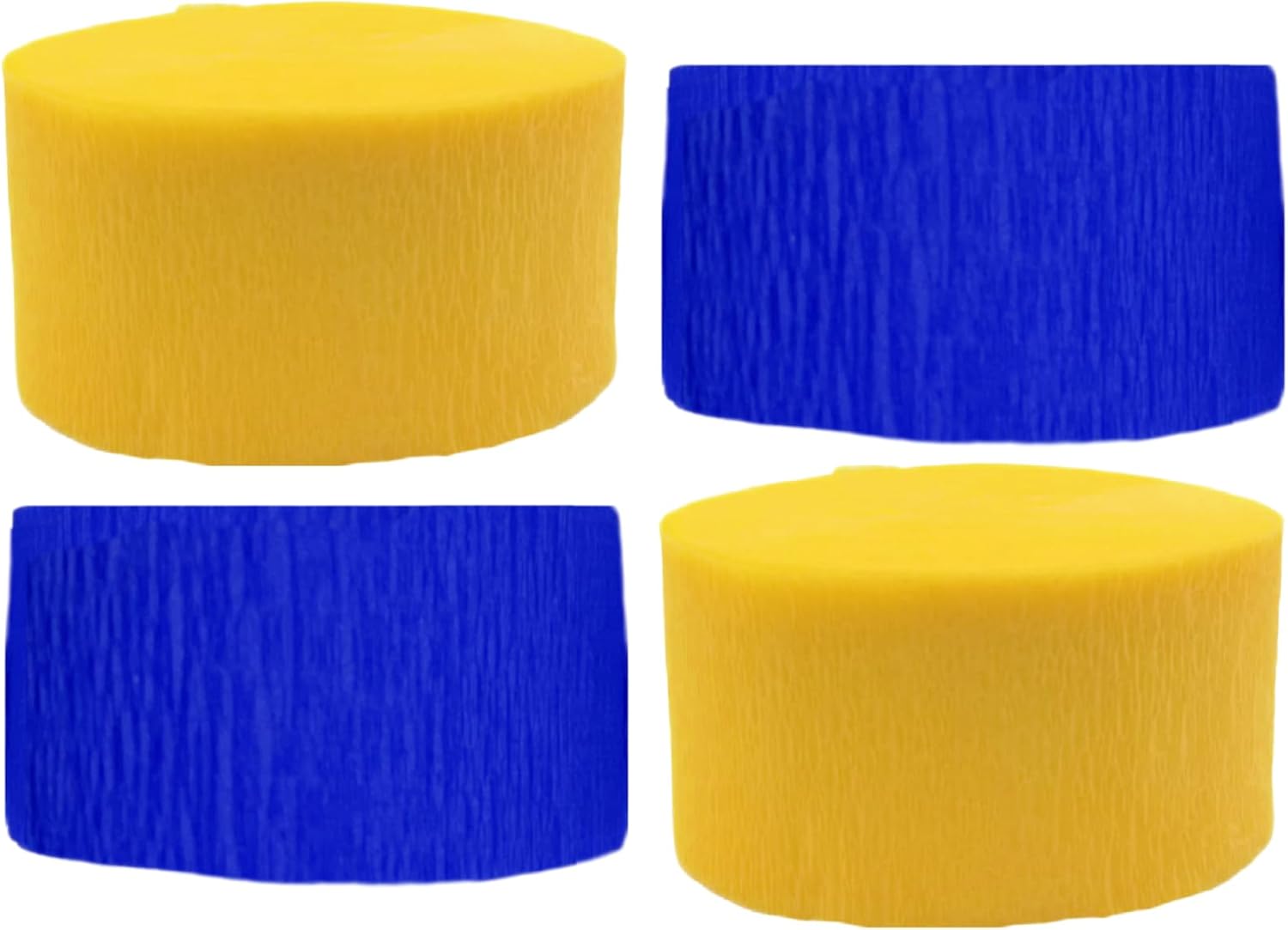 Blue and Gold Yellow Crepe Paper Streamers 4 Rolls