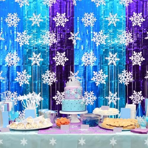 Winter Princess Party Decorations 2 Pack Tinsel Foil Curtains