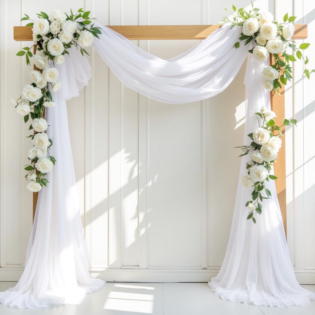 LINXTAR White Wedding Arch Draping Fabric 2 Panels 30 x 6Yard Sheer Chiffon