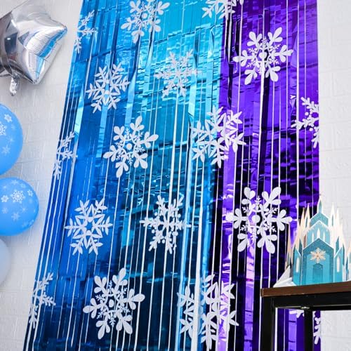Winter Princess Party Decorations 2 Pack Tinsel Foil Curtains
