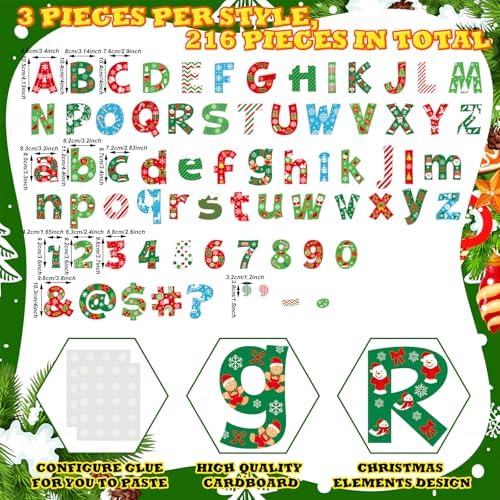 216 Pcs Christmas Bulletin Board Decor Set