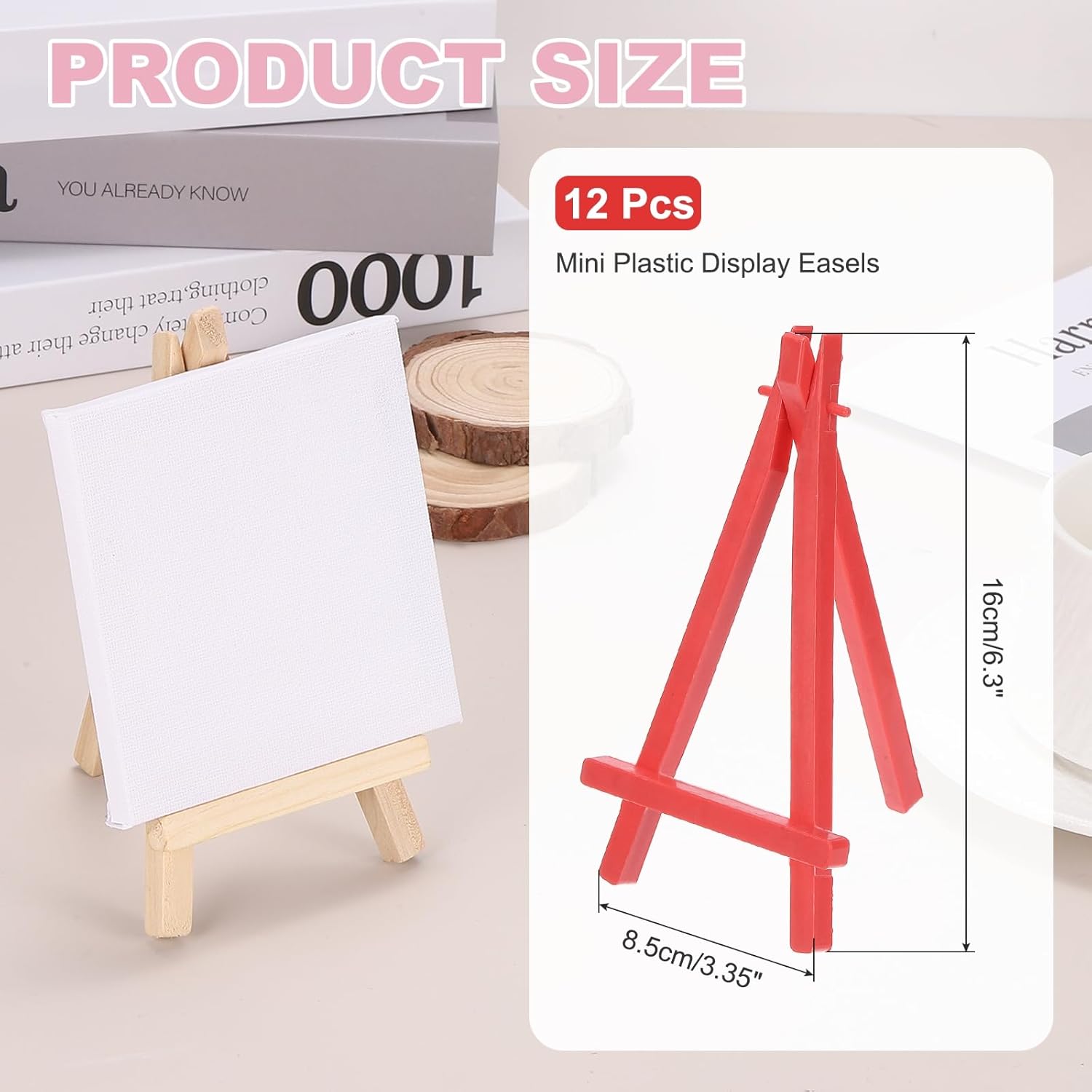 MECCANIXITY Mini Plastic Display Easels Red Pack of 12