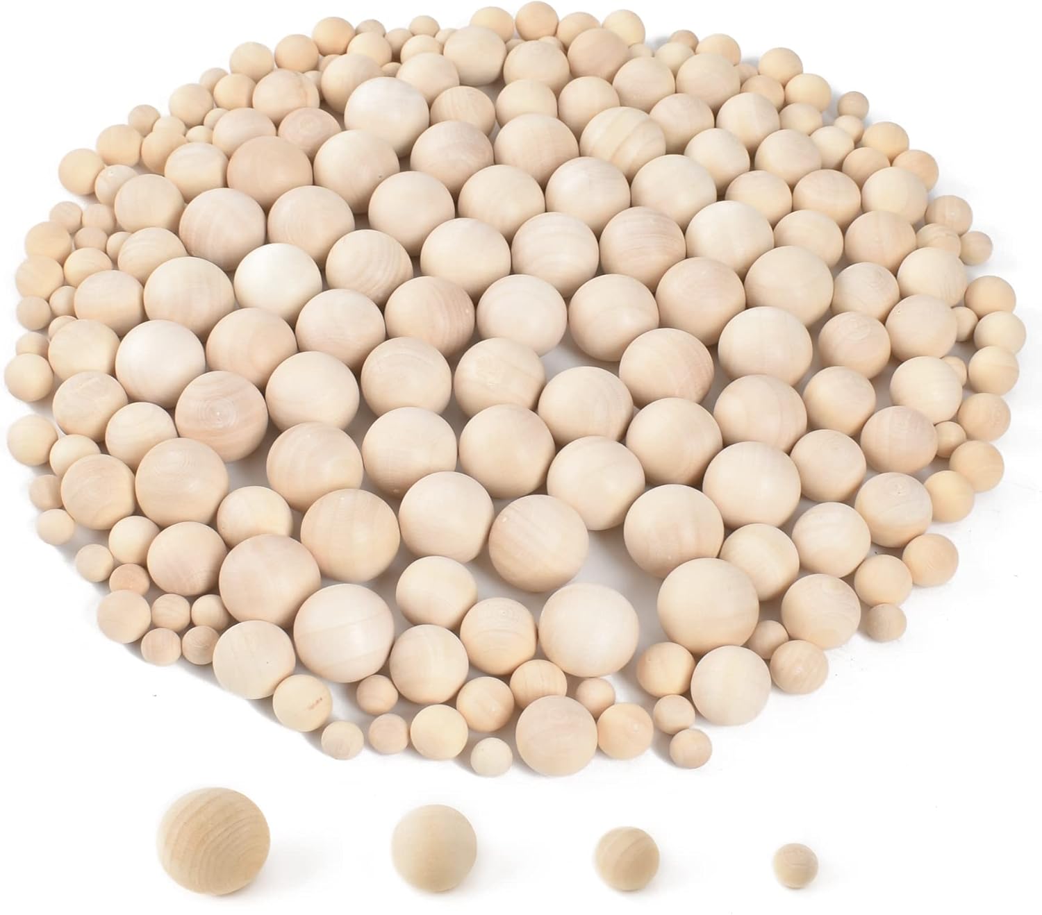 200Pcs Wood Balls Craft in 4 Sizes for DIY Projects
