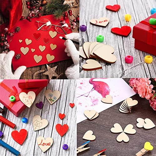 Unfinished Wooden Hearts Craft Kit 100 Pcs 2 Inch