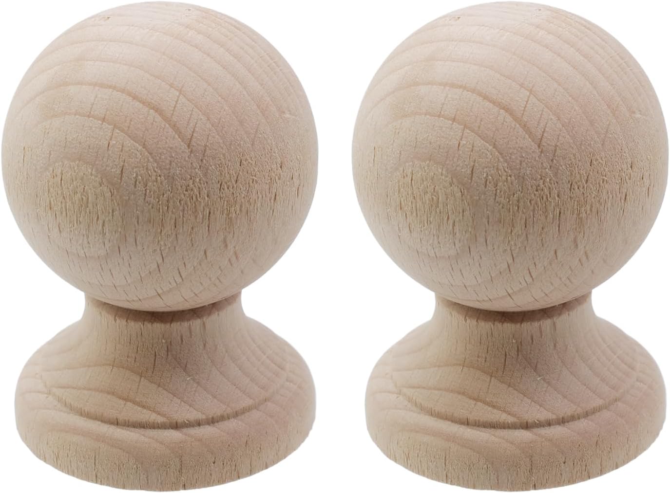 2PCS Unfinished Wood Finials for Bed Post and Curtain Rod