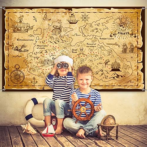 Blulu Halloween Pirate Treasure Map Backdrop