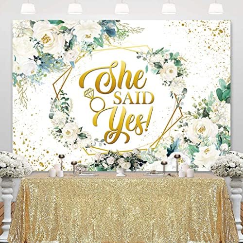Sensfun She Said Yes Bridal Shower Backdrop