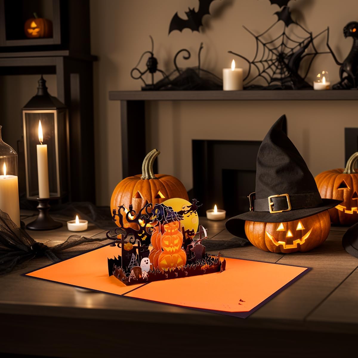 Spook Pumpkin Halloween Pop Up Greeting Cards with Envelope