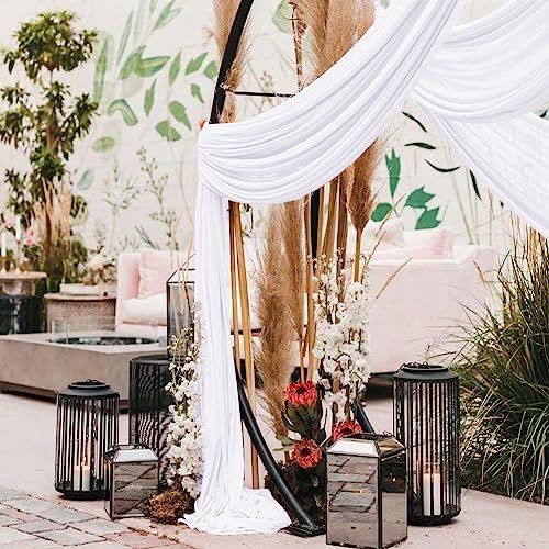 LINXTAR White Wedding Arch Draping Fabric 2 Panels 30 x 6Yard Sheer Chiffon