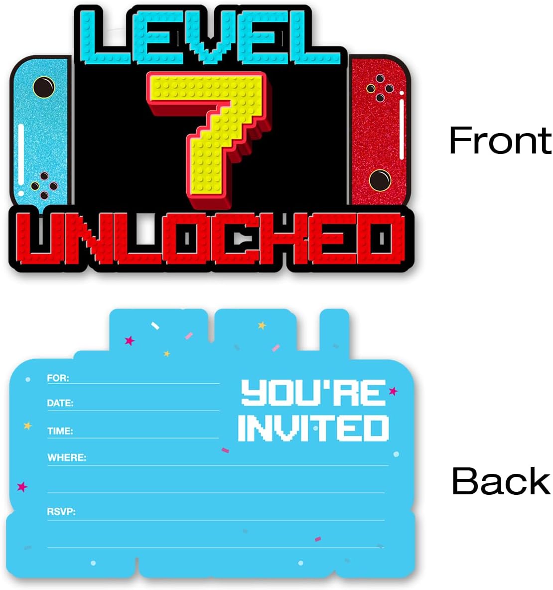 Video Game Birthday Invitations with Envelopes 20 Pack 1