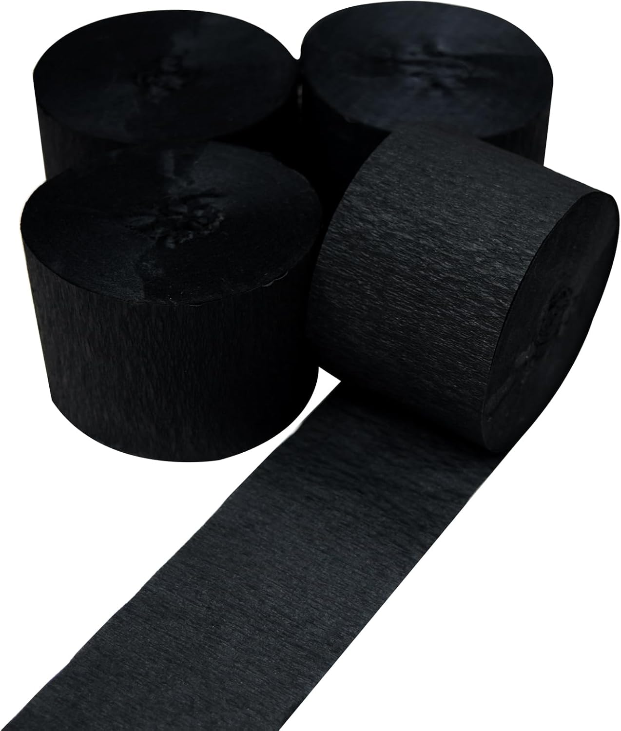 AOODOOM Crepe Paper Streamers 4 Rolls Black Party Decorations