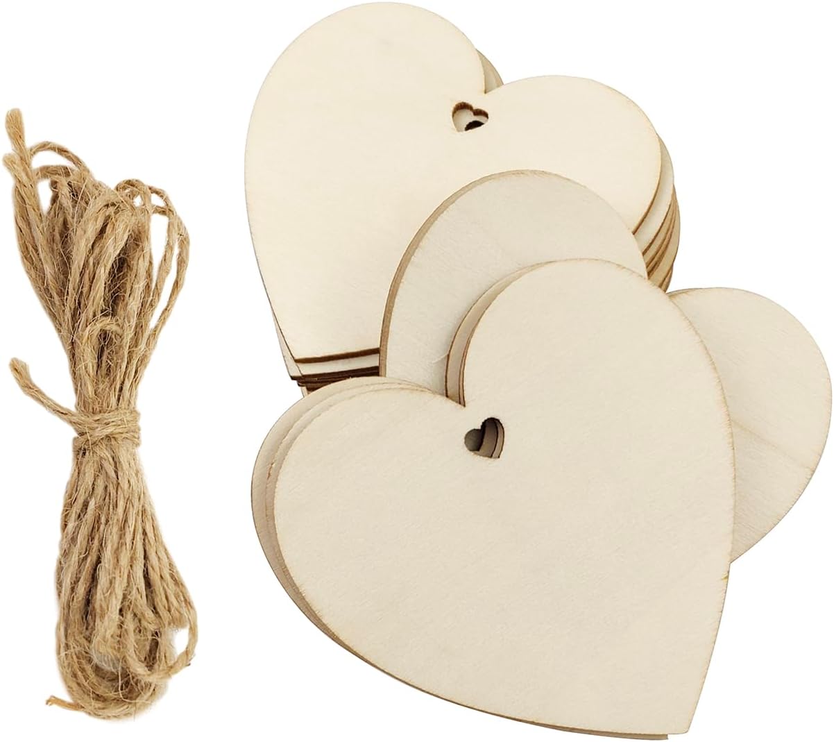 32 Pack 4 Inch Unfinished Wooden Heart Cutouts