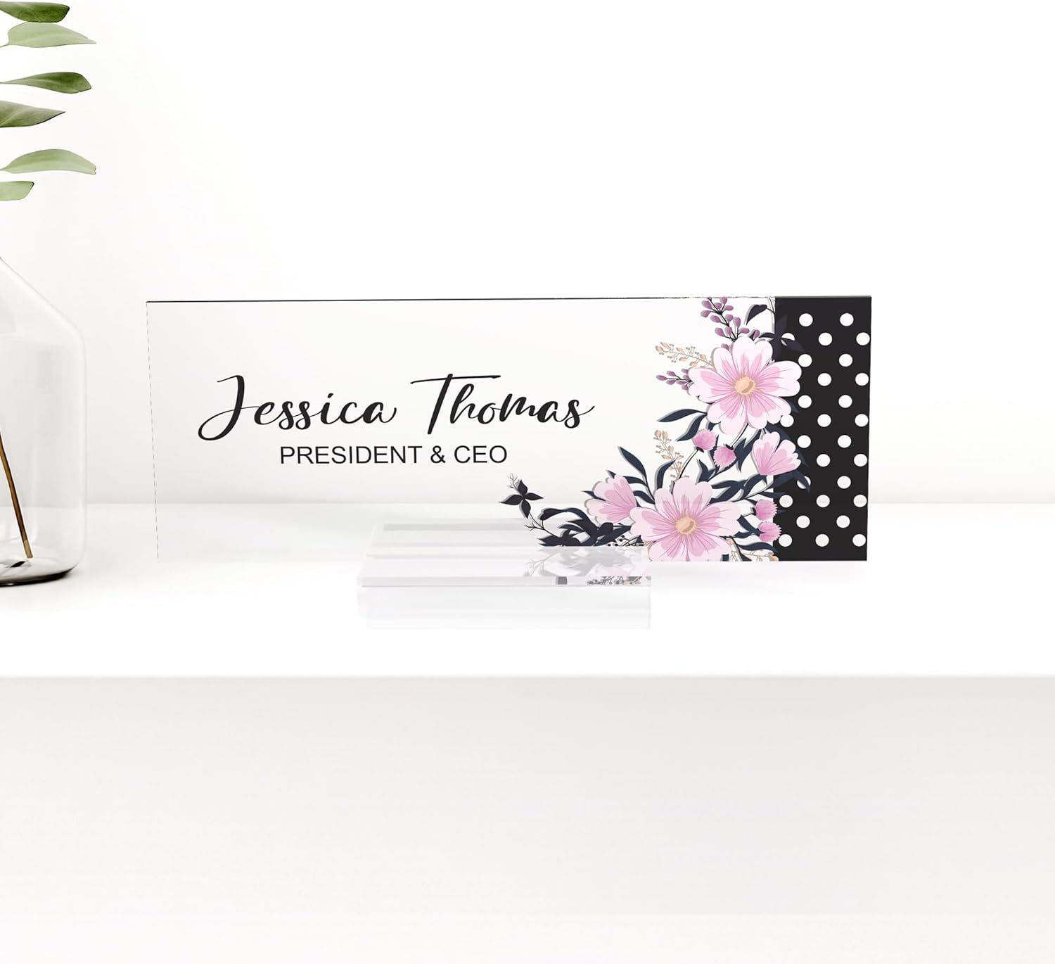 Custom Desk Name Plate with Wooden Base