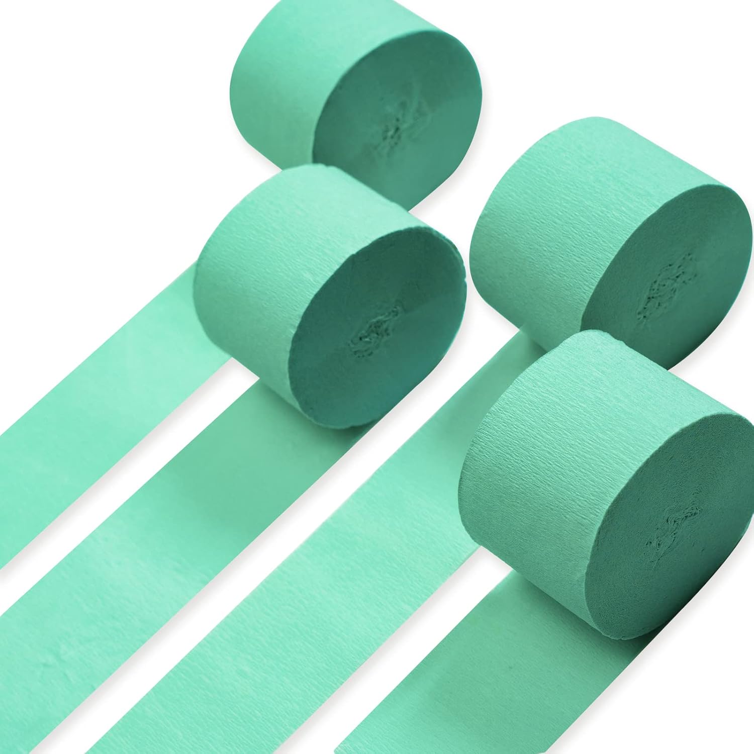 PartyWoo Crepe Paper Streamers 4 Rolls 328ft Mint Green