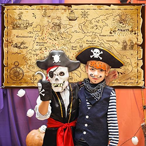 Blulu Halloween Pirate Treasure Map Backdrop