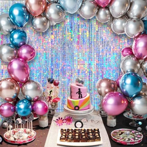 4 Pack Silver Foil Fringe Curtain for Parties