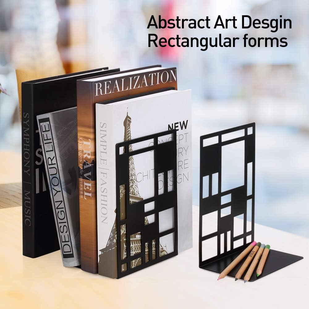 Heavy Duty Metal Bookends with Anti-Slip Pads 1 Pair