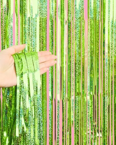 XO Fetti Lime Green Foil Curtain Set of 2