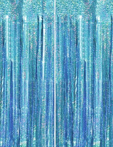 Blue Birthday Decorations Curtain Streamers with Tinsel