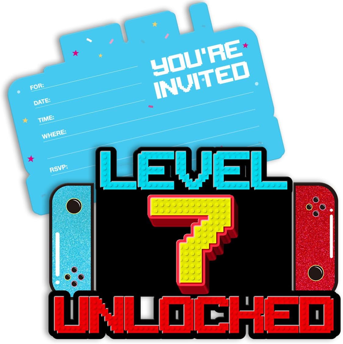 Video Game Birthday Invitations with Envelopes 20 Pack 1