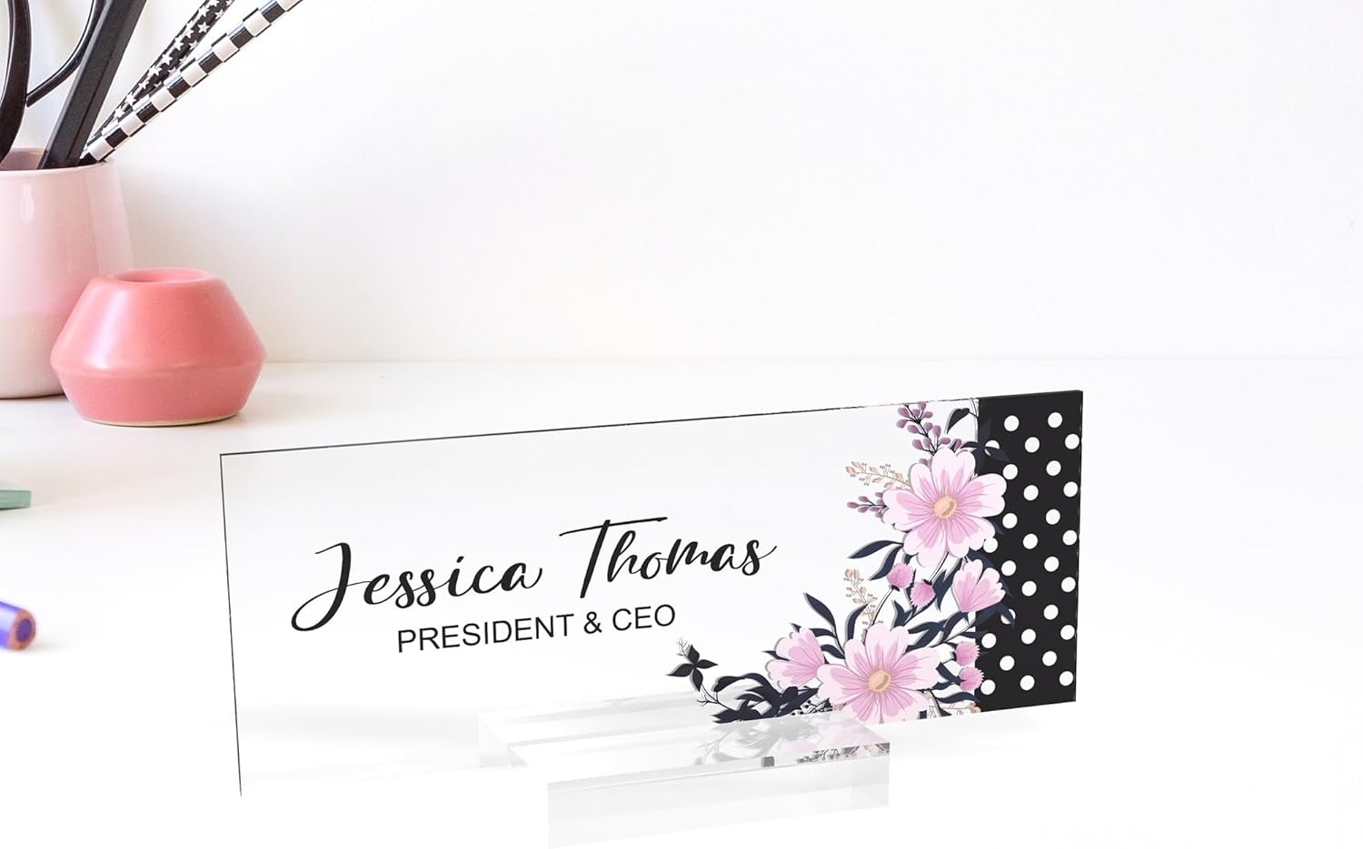 Custom Desk Name Plate with Wooden Base