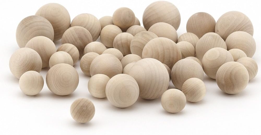 Hygloss Wood Craft Balls - Assorted Sizes 48 Pack