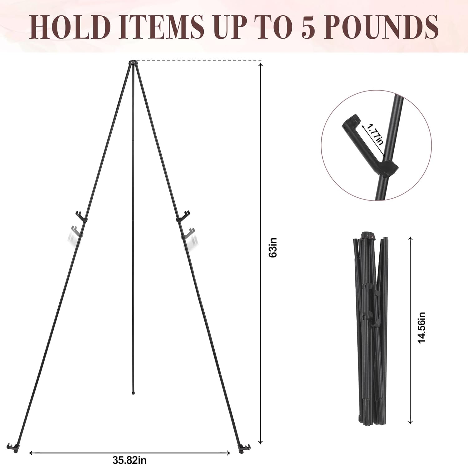 DDEAT 2 Pack Black Art Easel Stand for Wedding Signs and Posters