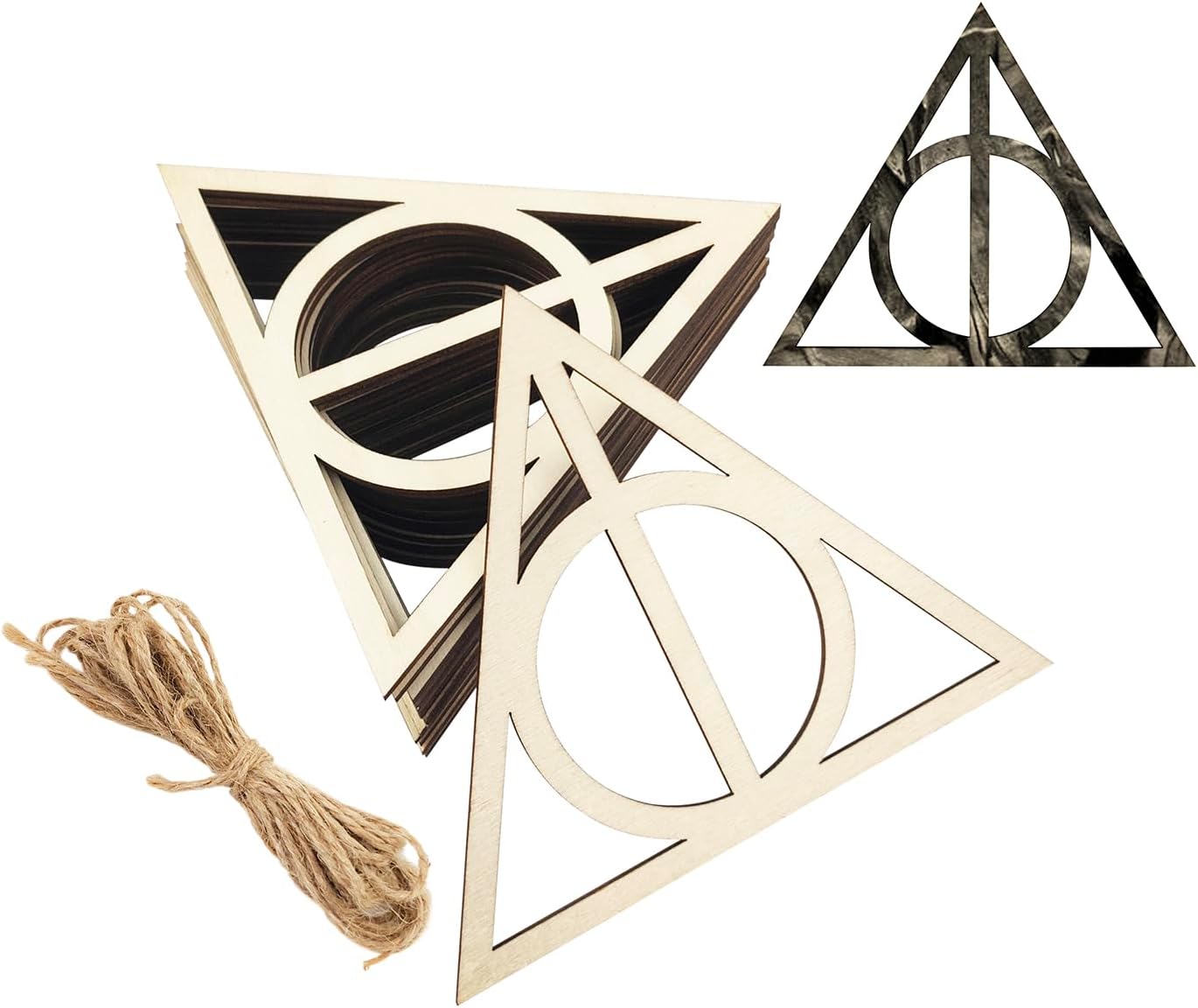 30 Pack 4 Inch Unfinished Wood Deathly Hallow Cutouts
