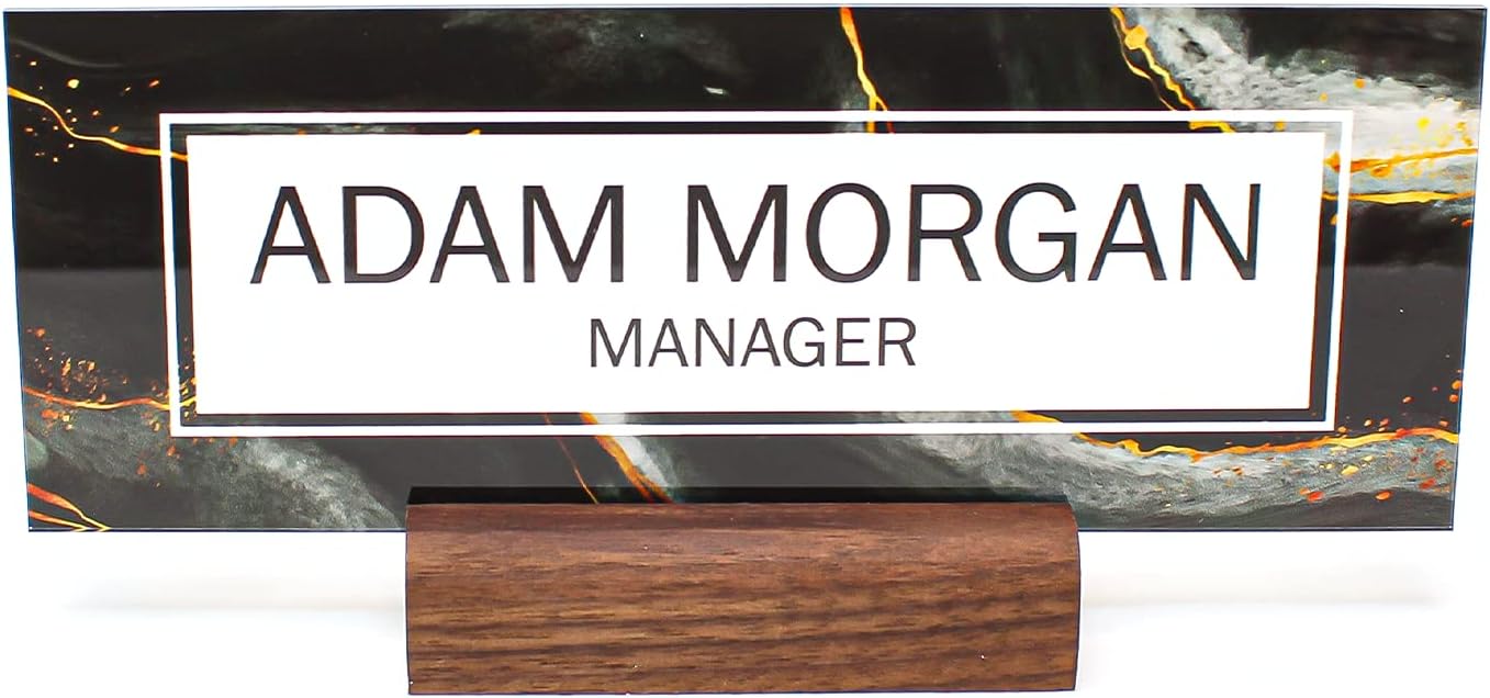 ARTSWAVE Personalized Black Marble Engraved Plaque Door