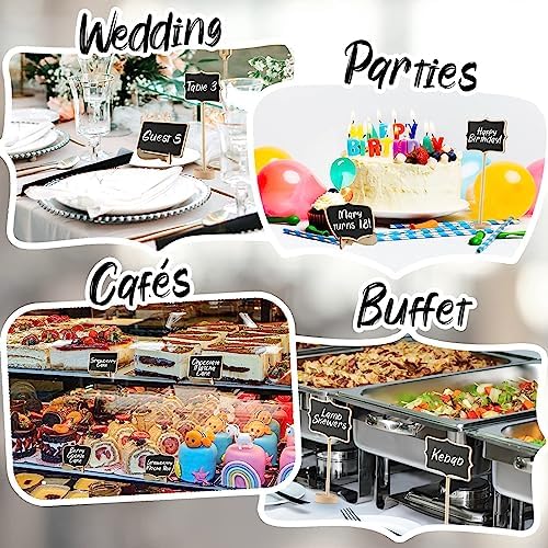 Mini Chalkboard Signs 30 Pack with Wooden Stand
