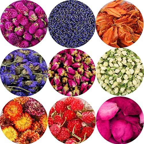 9 Bags Set of Natural Dried Flowers for Crafts