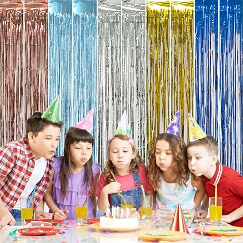 5 Pack Silver Foil Curtain Backdrop Photo Booth Props