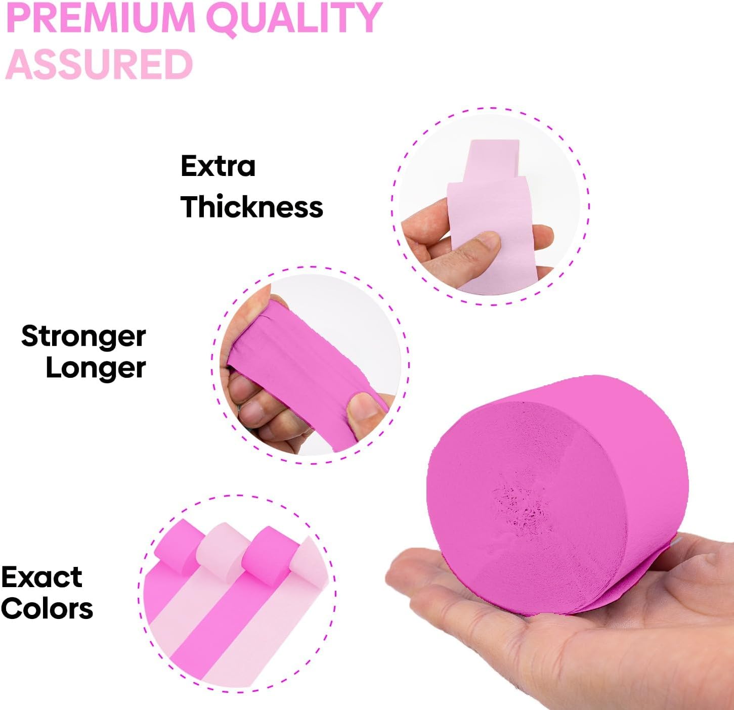 Captain Decor 4 Hot Pink Crepe Paper Streamers Rolls