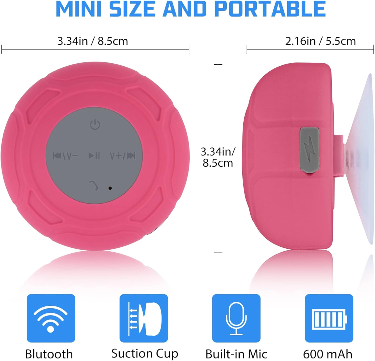 LUKADER Waterproof Bluetooth Shower Speaker Red