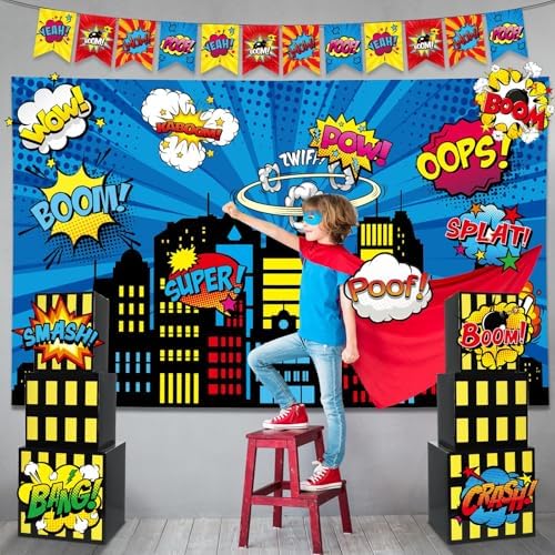 17Pcs Super Theme Hero Party Backdrop Set