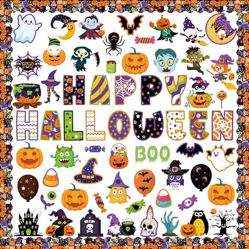 81 Pcs Halloween Bulletin Board Decor Set with Border