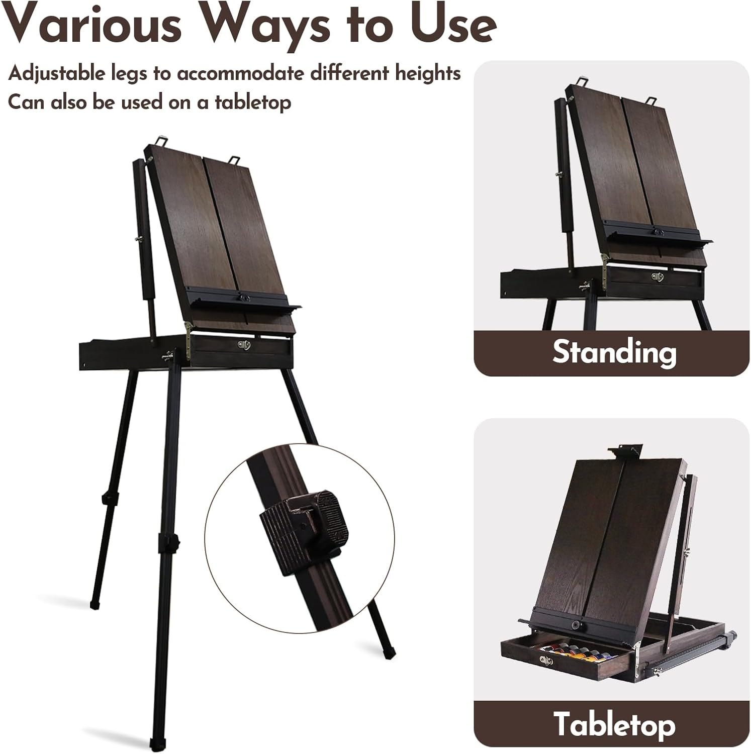 CONDA 70 Inch French Easel with Aluminum Legs and Drawer