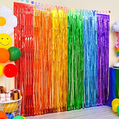 LOLStar Rainbow Foil Fringe Curtains 2 Pack 1