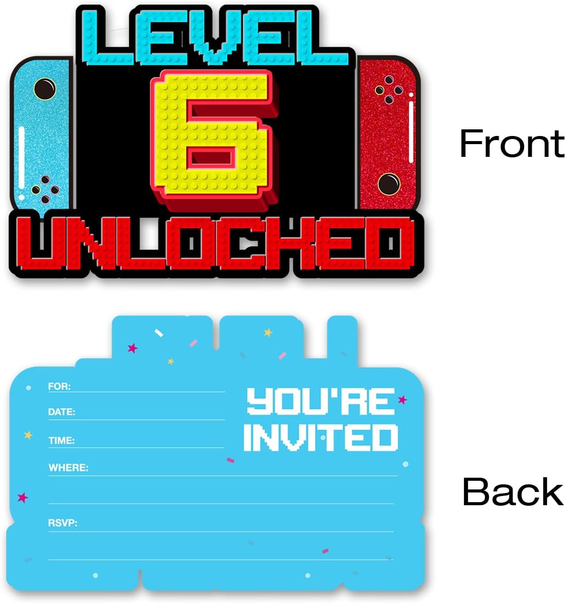 Video Game 6th Birthday Invitations with Envelopes 20 Pack