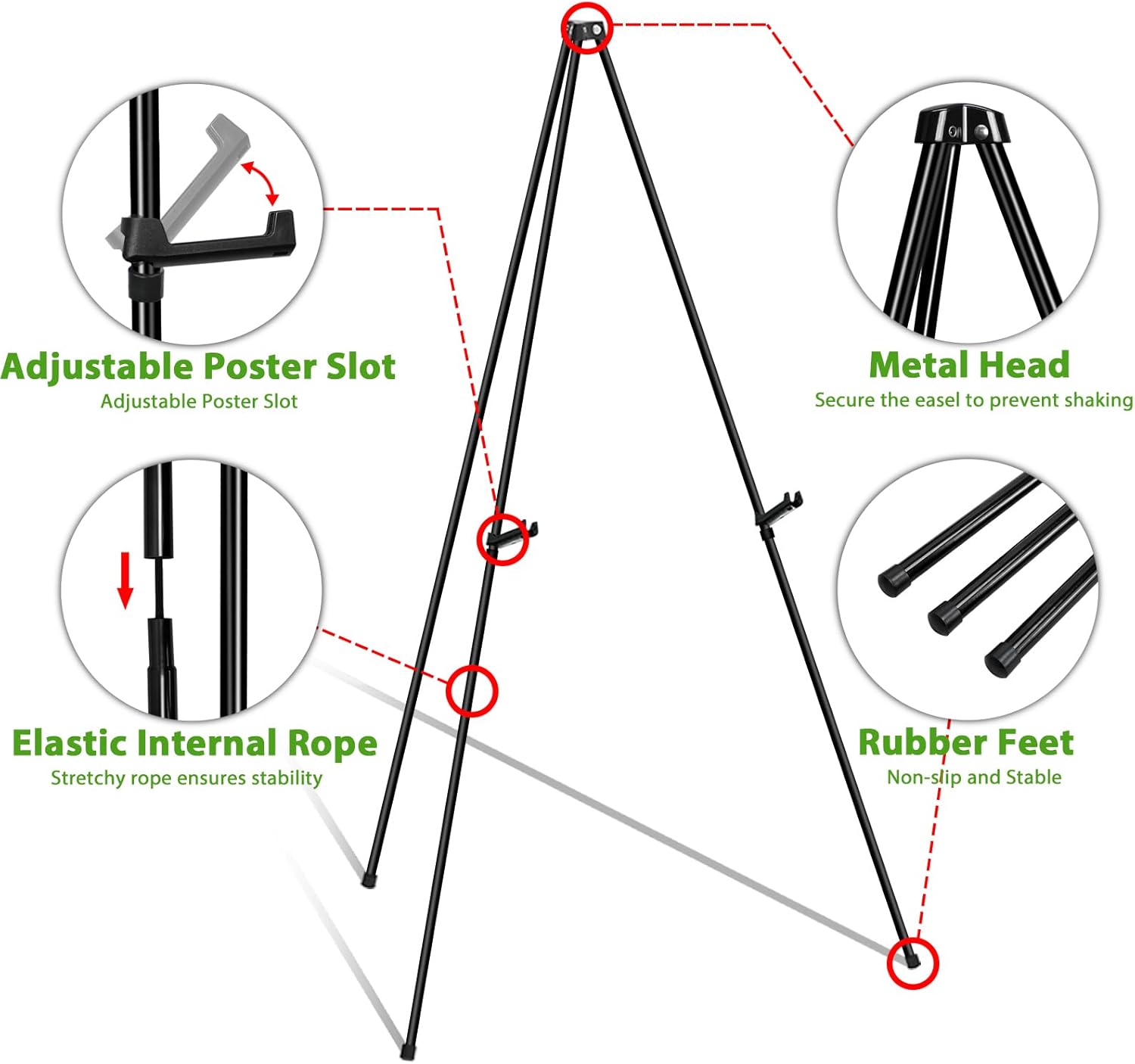 6 Pcs Thickened Metal Easel Stand for Sign - Collapsible and Portable