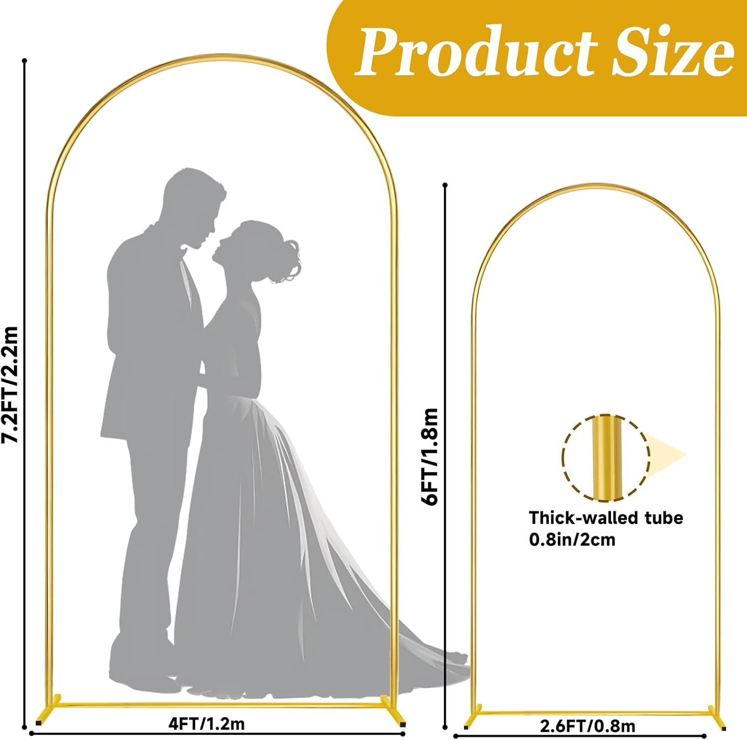 Liacere Gold Wedding Arch Stand Set of 2 72FT 6FT